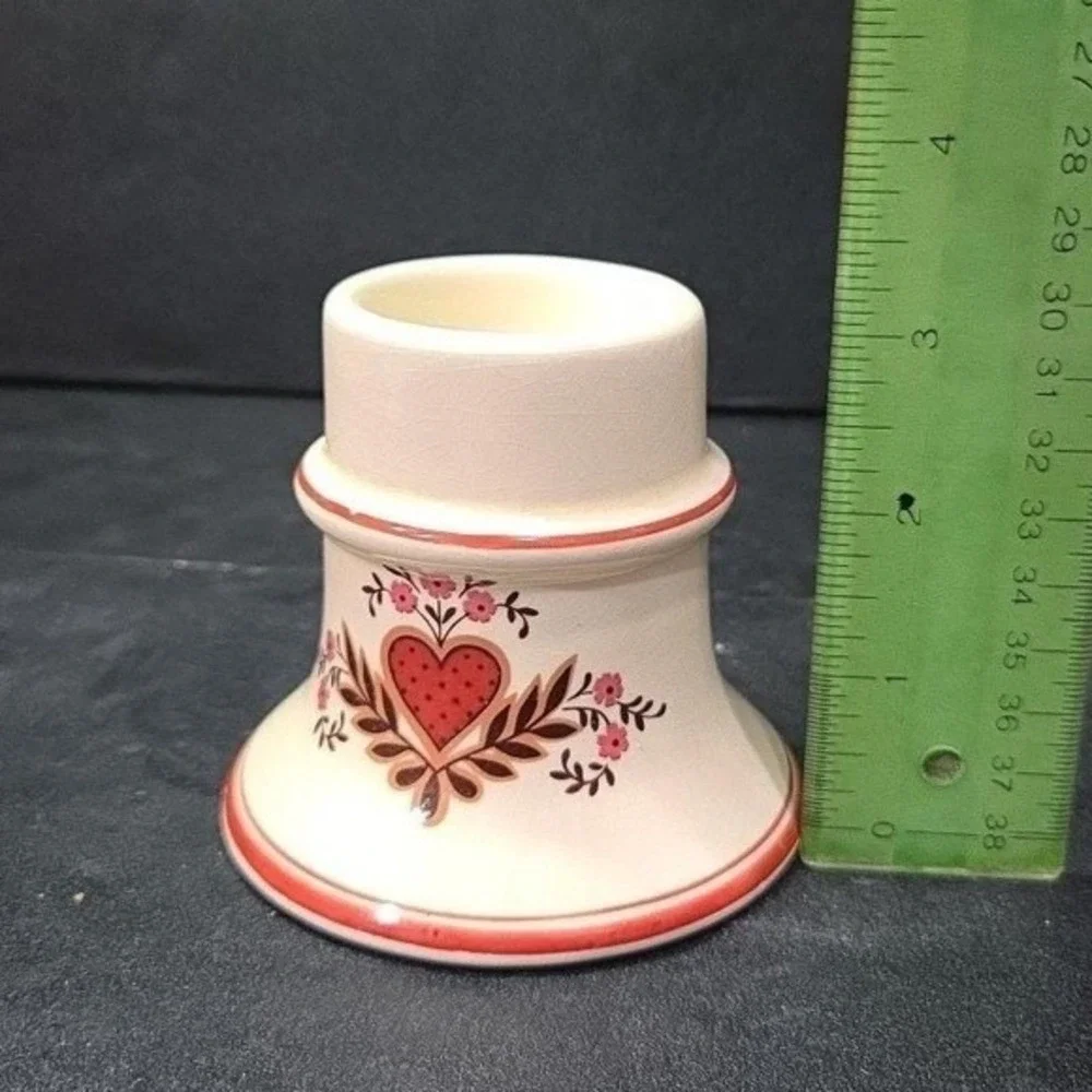 Pennsylvania Dutch Folk Art Candleholder, Vintage Hearts & Flowers Design Holder